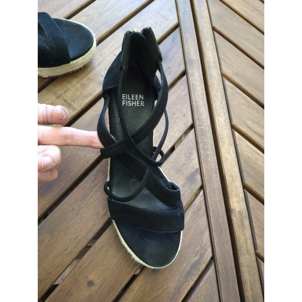 Eileen Fisher espadrille  sandals Classic black size 5.5 Beachy Summer